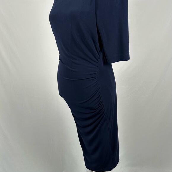 Vince Camuto Navy Short Sleeve Bodycon Stretch Dress 4 Small Business Party - Picture 2 of 4